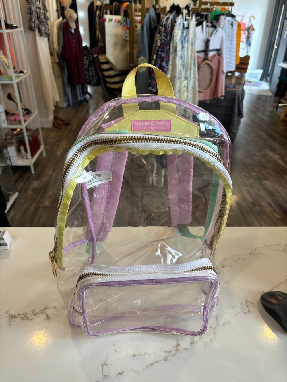 Stoney Clover Lane for target Clear Lilac Backpack with Yellow Handle - Picture 2 of 3